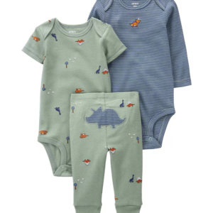 Conjunto longo bebê 3 peças mini dinos verde | Carter's - 6-9 M