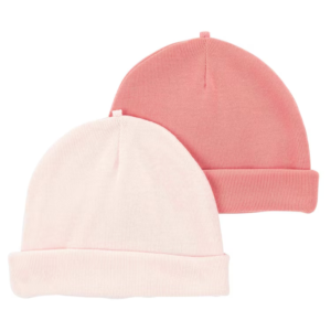 Kit touca bebê 4 peças com dobra Rosa | Carter's